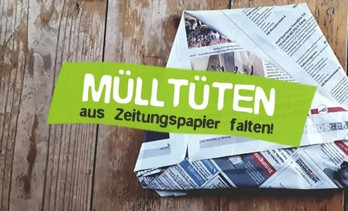 Fold plastic free garbage bags from newspaper
