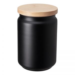 Storage Jar Black with Bamboo Lid