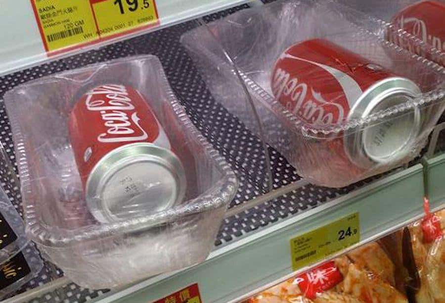 Absurd plastic packaging for food