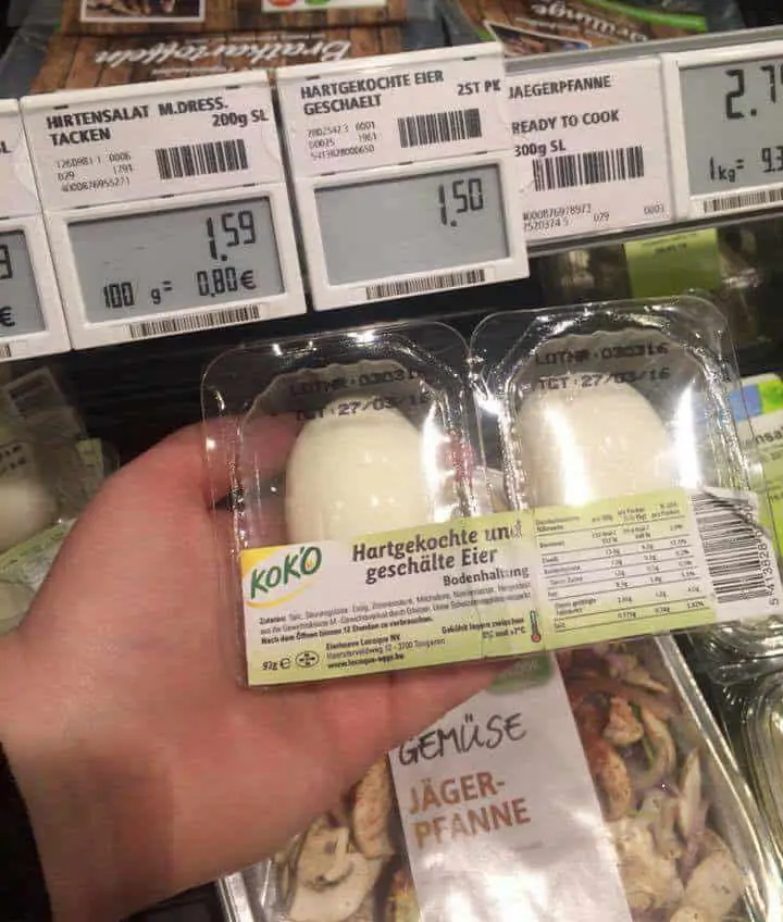 Unnecessary plastic packaging with peeled eggs