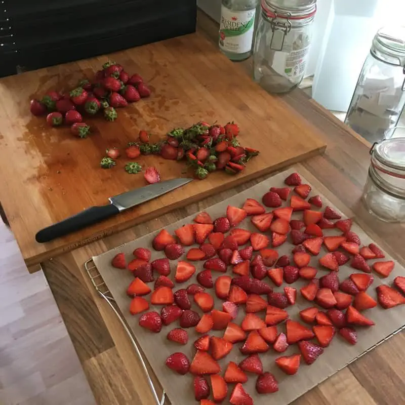 Erdbeeren trocknen Vorbereitung
