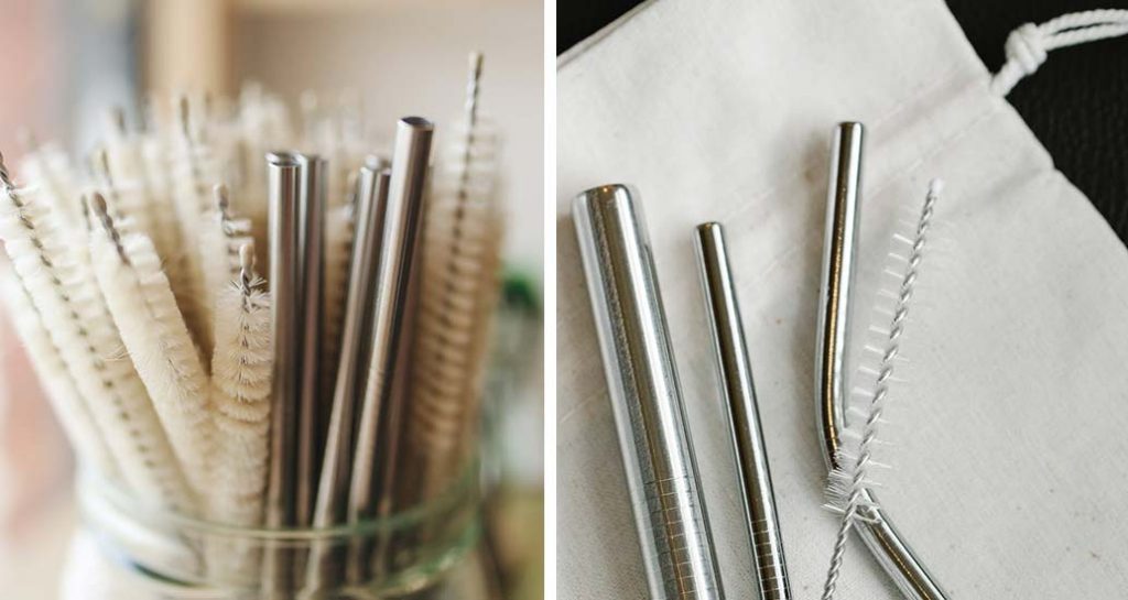 Plastic free steel straws for reuse