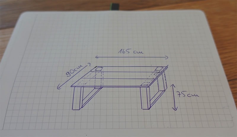 DIY dining table from wooden planks