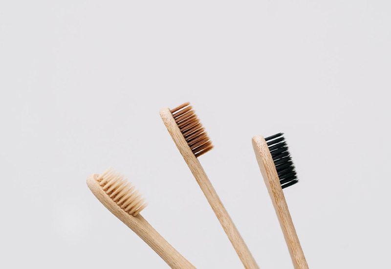 Zero waste bathroom with wooden toothbrushes