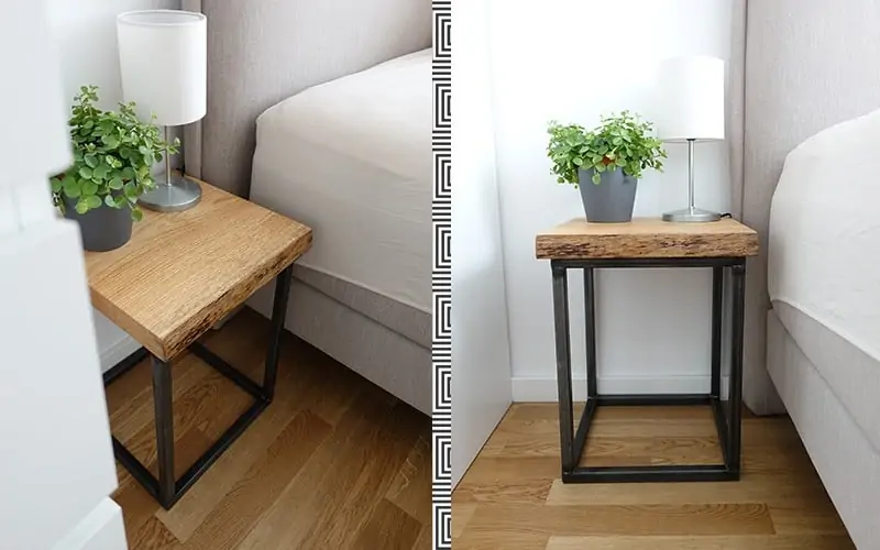 DIY nightstand from wood and metal