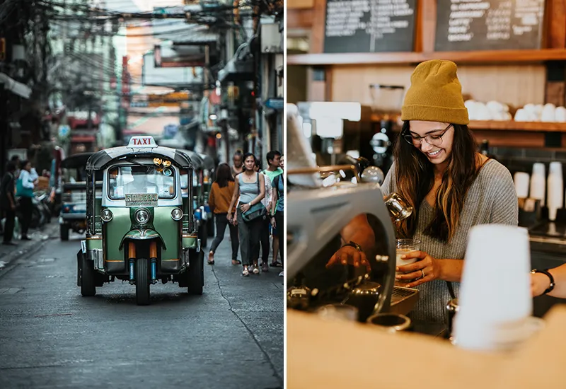 Gib zum Beispiel nach Taxifahrten oder im Café Trinkgeld – auch auf Reisen