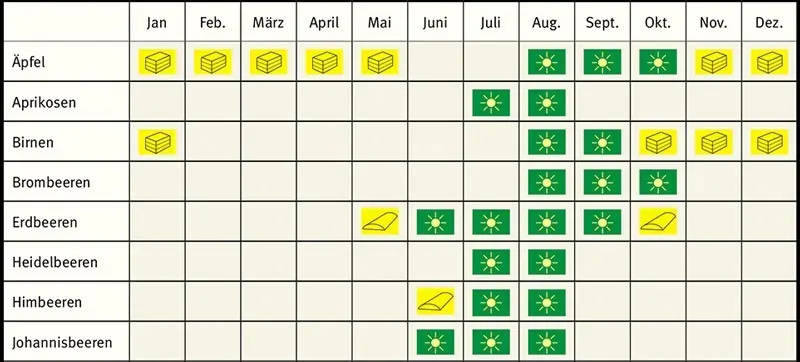 Saisonkalender für saisonales Einkaufen