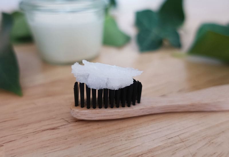 Life without plastic with wooden toothbrush