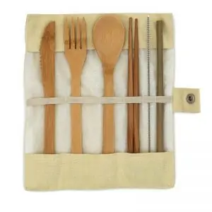 Wooden travel cutlery set