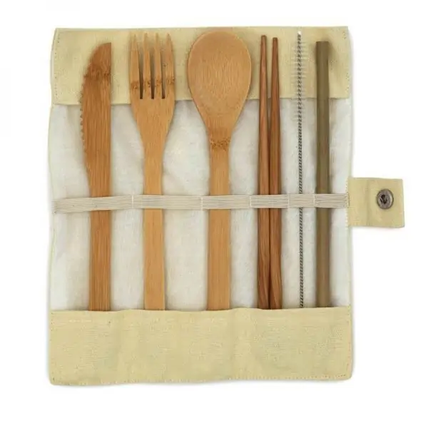 Wooden travel cutlery set