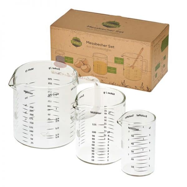 Glass plastic free measuring cups