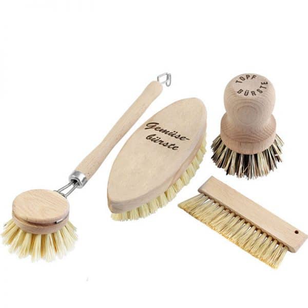 Set of wooden dishwashing brushes