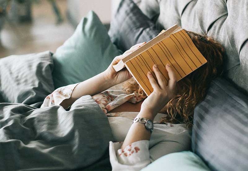 Book reading in bed