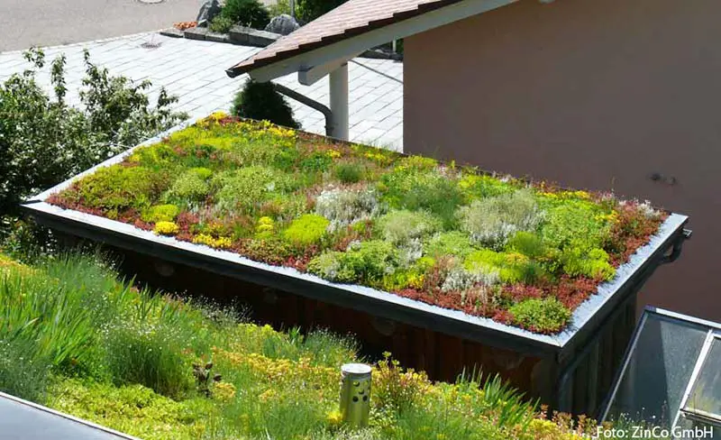 Garden house with green roof