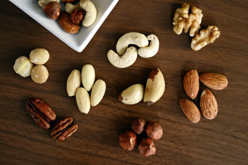 Nuts containing potassium such as almonds and cashews
