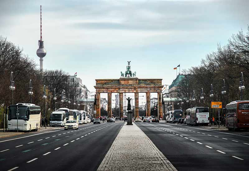 Traffic in front of Brandenburg Gate in Germany