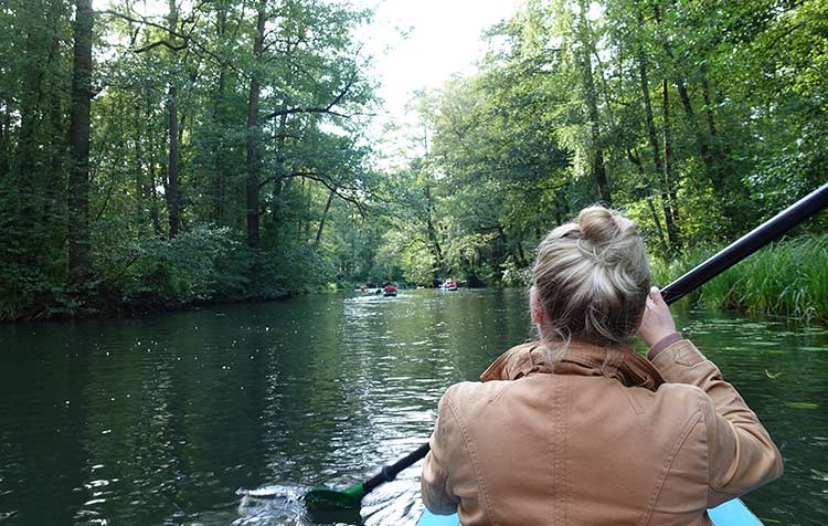 Paddling in the Spreewald by canoe