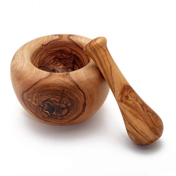 Mortar and pestle made of wood