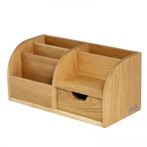 Sustainable wooden desk organizer