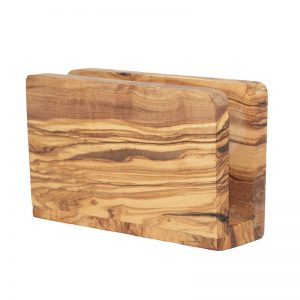 Sustainable olive wood napkin holder