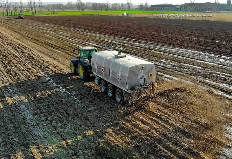 Liquid manure is applied to the field as a natural fertilizer