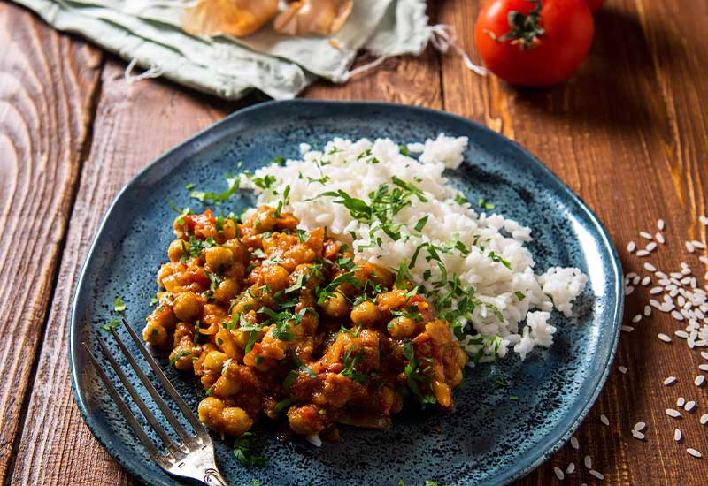 A dish of kircher peas and rice