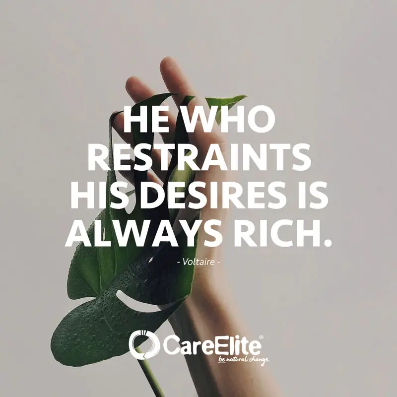 "He who restraints his desires is always rich." (Quote from Voltaire)