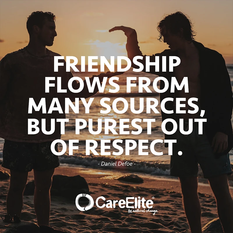 Friendship flows from many sources, but purest out of respect. (Quote from Daniel Defoe)