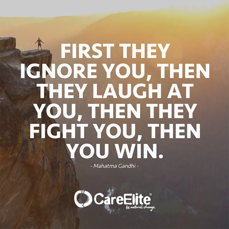 First they ignore you then you win quote Gandhi