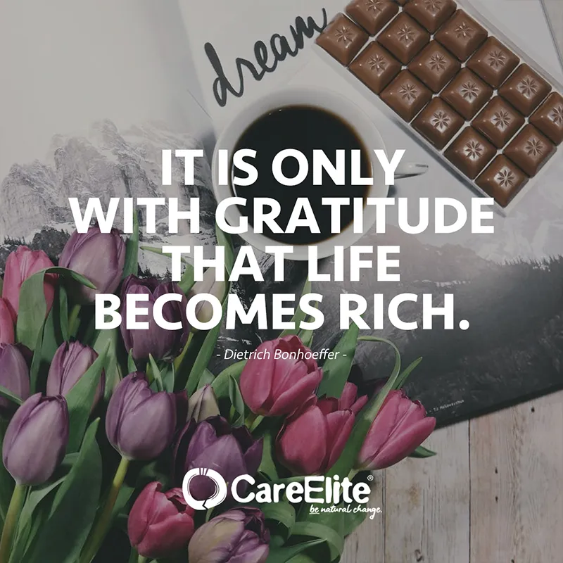 It is only with gratitude that life becomes rich. (Quote from Dietrich Bonhoeffer)