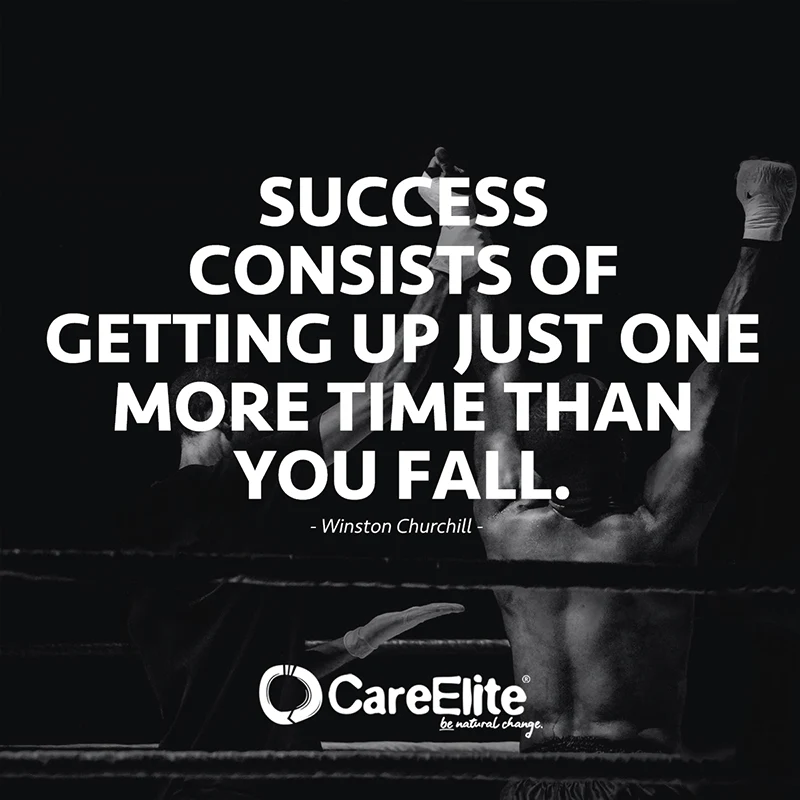 Success consists of getting up just one more time than you fall. (Motivation Quote from Winston Churchill)