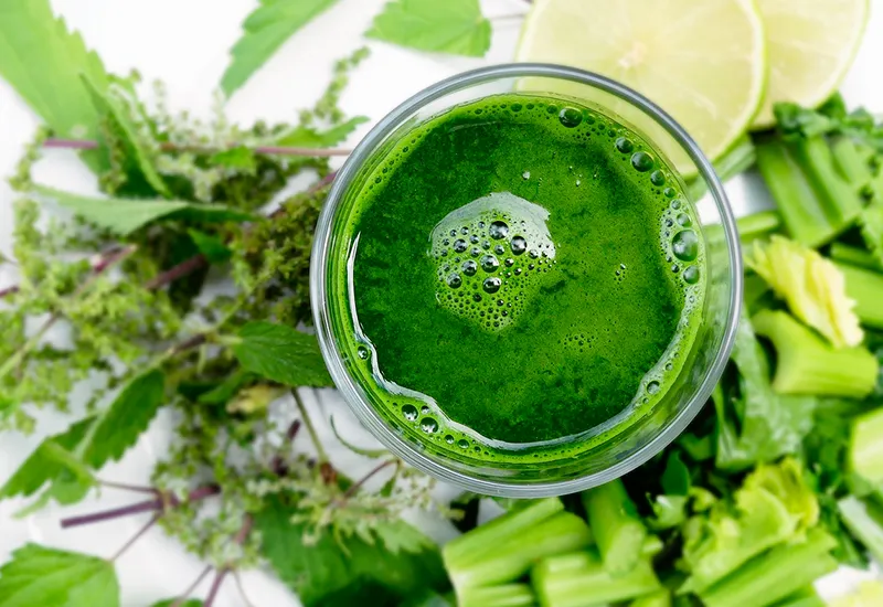 Juice fasting with natural green juice