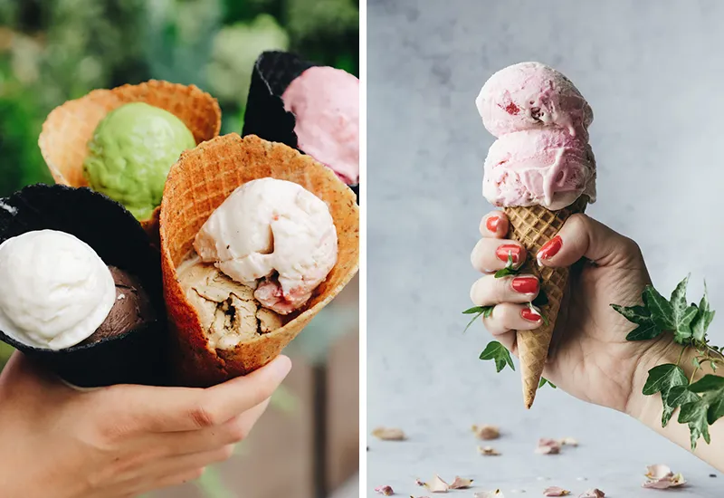Eat ice cream from the waffle plastic free