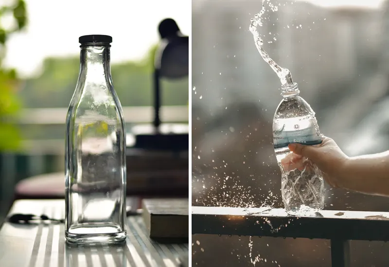 Glass and plastic drinking bottles have a good eco-balance