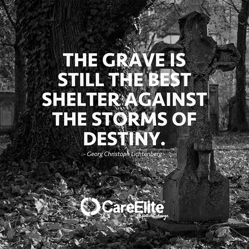 "The grave is still the best shelter against the storms of destiny." (Quote from Georg Christoph Lichtenberg)