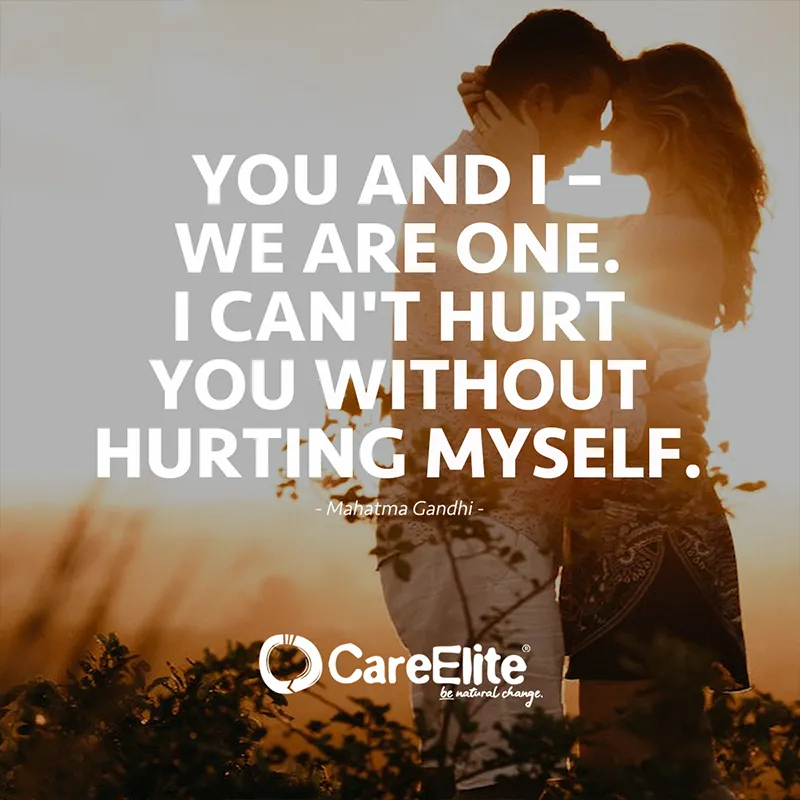 "You and I - we are one. I can't hurt you without hurting myself." (Quote from Mahatma Gandhi)