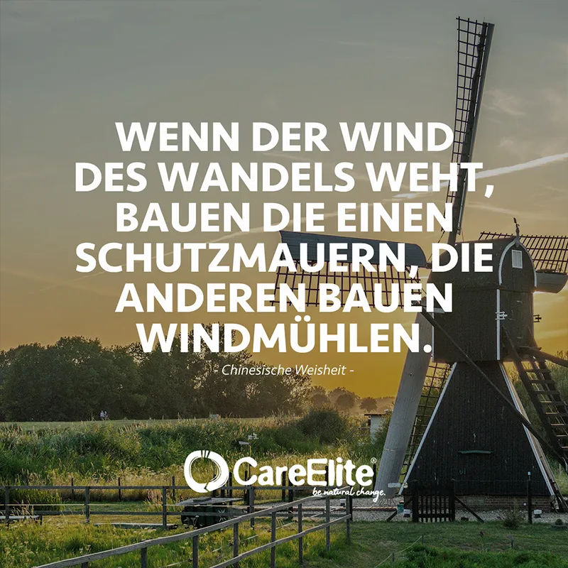"Wenn der Wind des Wandels weht, bauen die Einen Schutzmauern, die Anderen bauen Windmühlen." (Chinesische Weisheit)