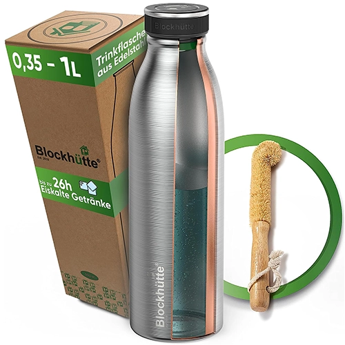 Stainless steel drinking bottle from log cabin