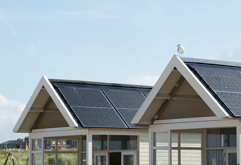 Solar panels on an environmentally friendly vacation home