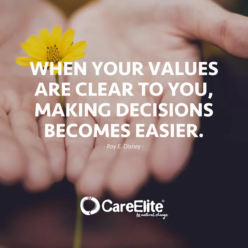 "When your values are clear to you, making decisions becomes easier." (Roy E. Disney)