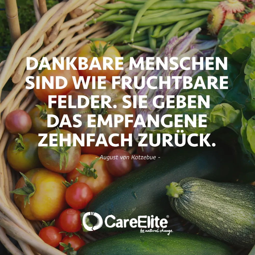 "Dankbare Menschen sind wie fruchtbare Felder. Sie geben das Empfangene zehnfach zurück." (Zitat von August von Kotzebue)