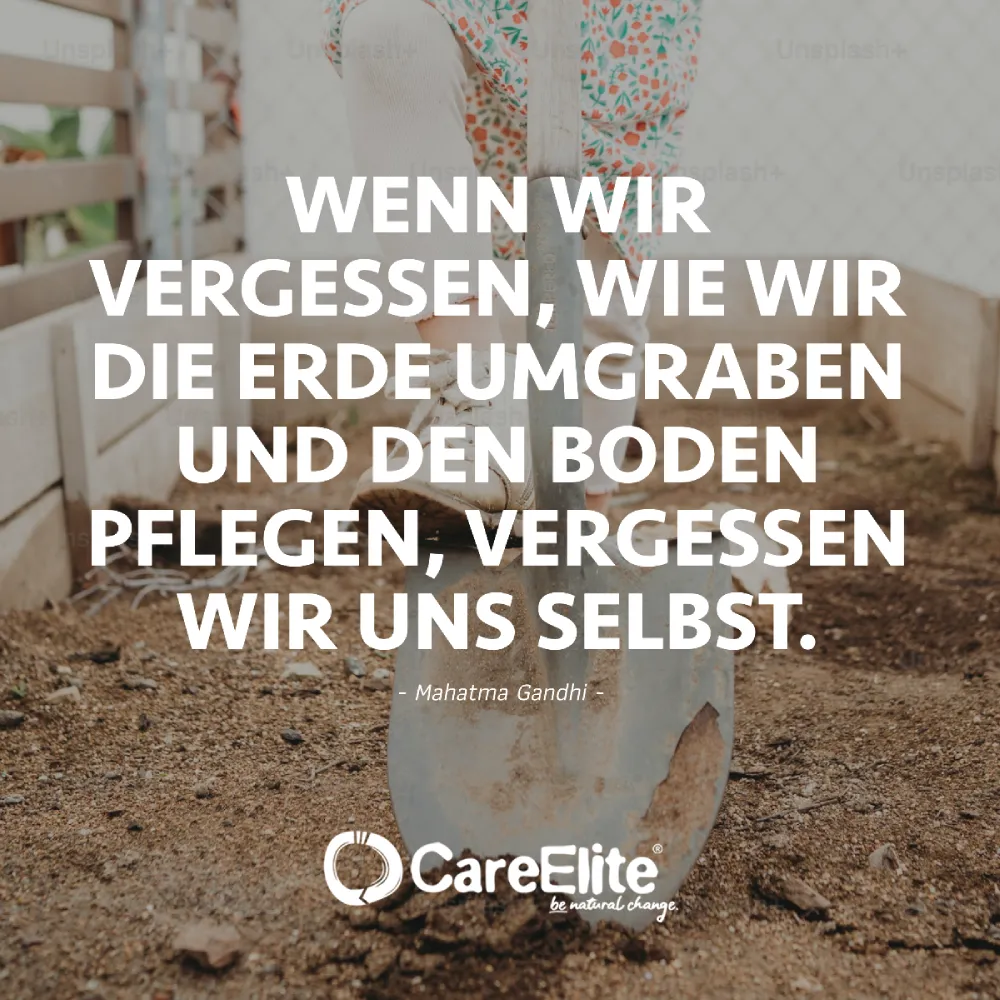 "Wenn wir vergessen, wie wir die Erde umgraben und den Boden pflegen, vergessen wir uns selbst." (Zitat von Mahatma Gandhi)