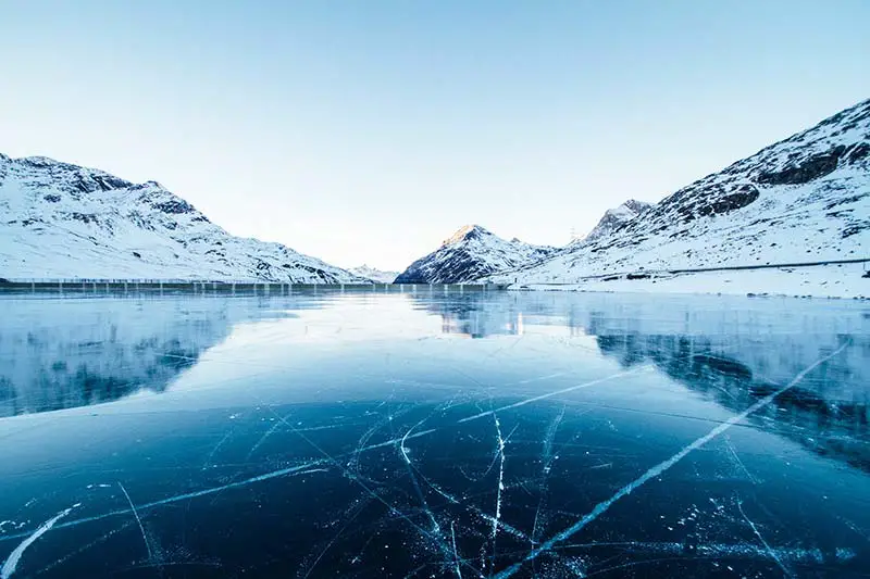 Frozen lake on the mountains